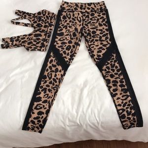 Leopard print active workout set leggings/bra yoga
